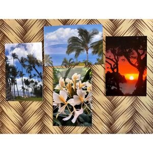 Hawaiian Tropical Scenic Postcard Collection Set of 4 Handcrafted in Maui
